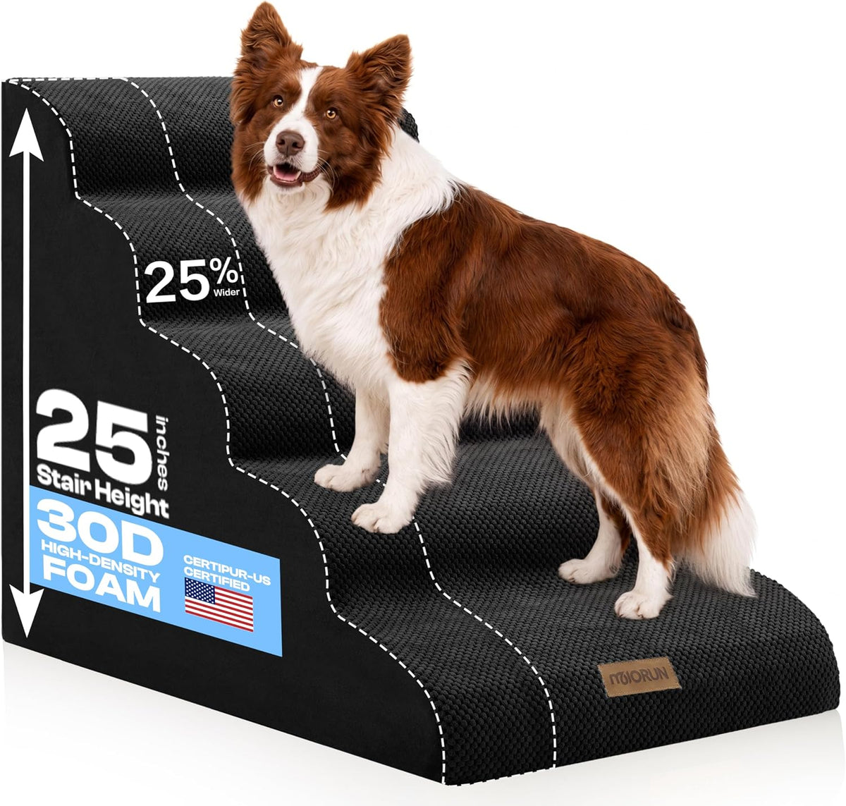 Miorun Extra Wide Dog Stairs for Large Dogs, 25" H Pet Steps for High Beds