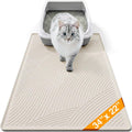 Cat Litter Box Mat - L Large Size 34 x 22 in, Water Proof, Kitty Litter Trapping Mat, Easy to Clean, Scatter Control, Odorless, Pet Supplies for Indoor Cats, Warm Beige