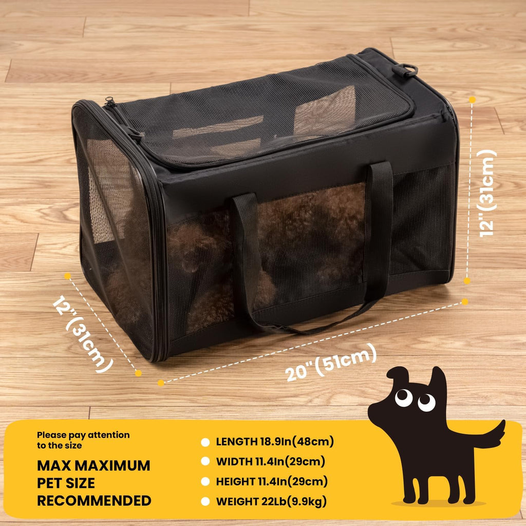 Conlun Dog Carrier Bag,Soft-Sided Pet Carriers for Dogs-L,Black