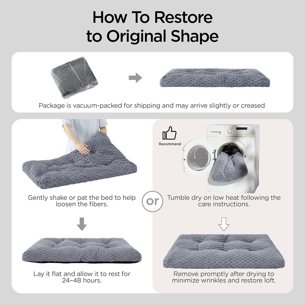 Bedsure XXL Washable Dog Bed for Crate, Soft Bubble Fleece, Extra Large 47"