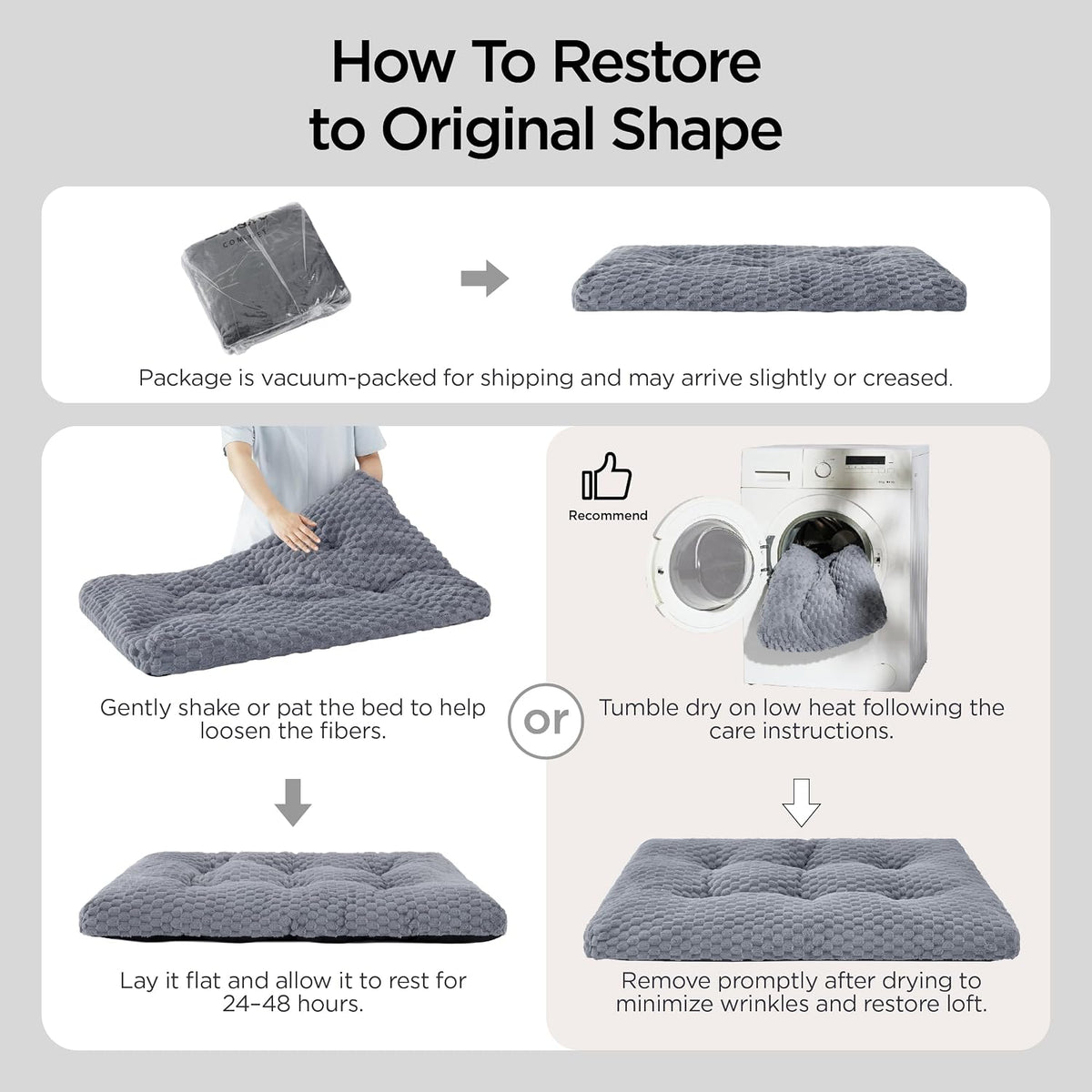 Bedsure Washable Dog Bed for Crate Medium Size Dog, Soft Bubble Fleece, 29"
