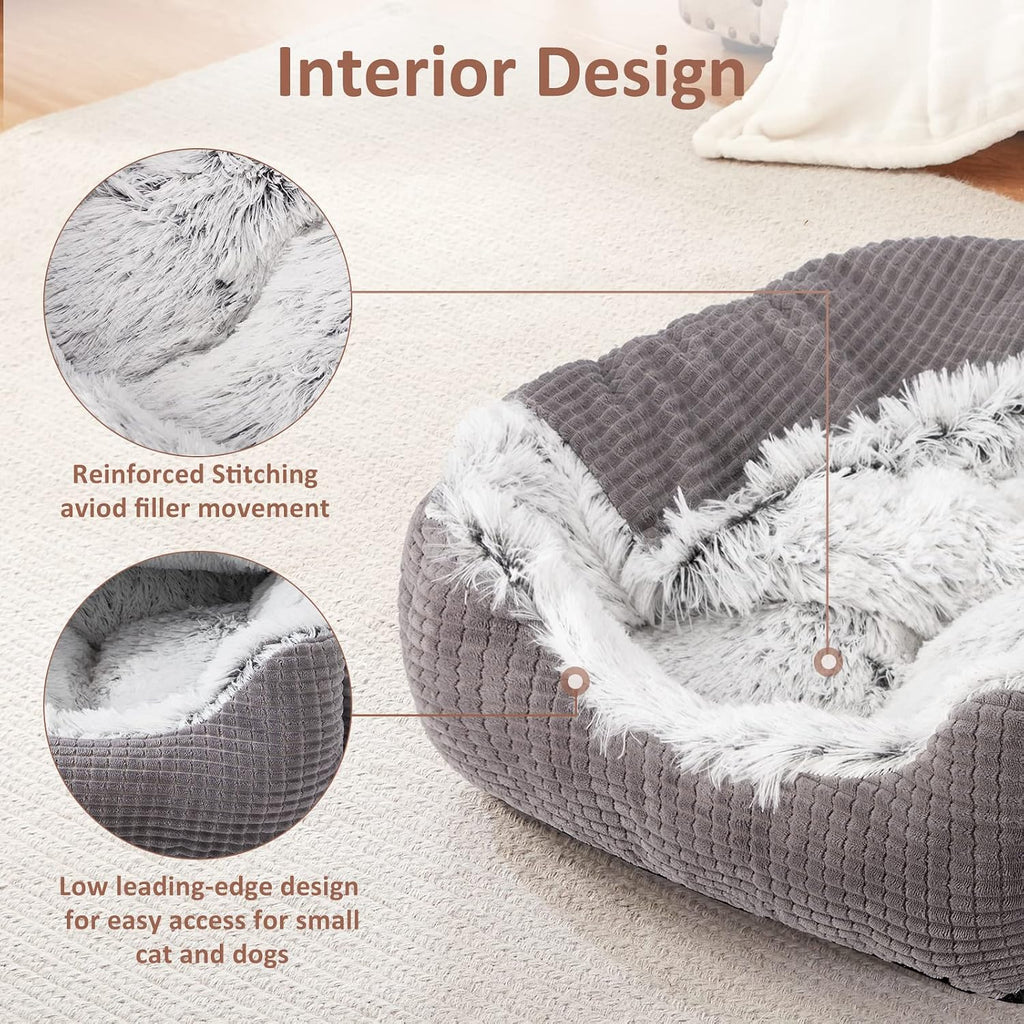 MIXJOY Medium Dog Beds for Medium Large Dogs with Cover Cave, 30in