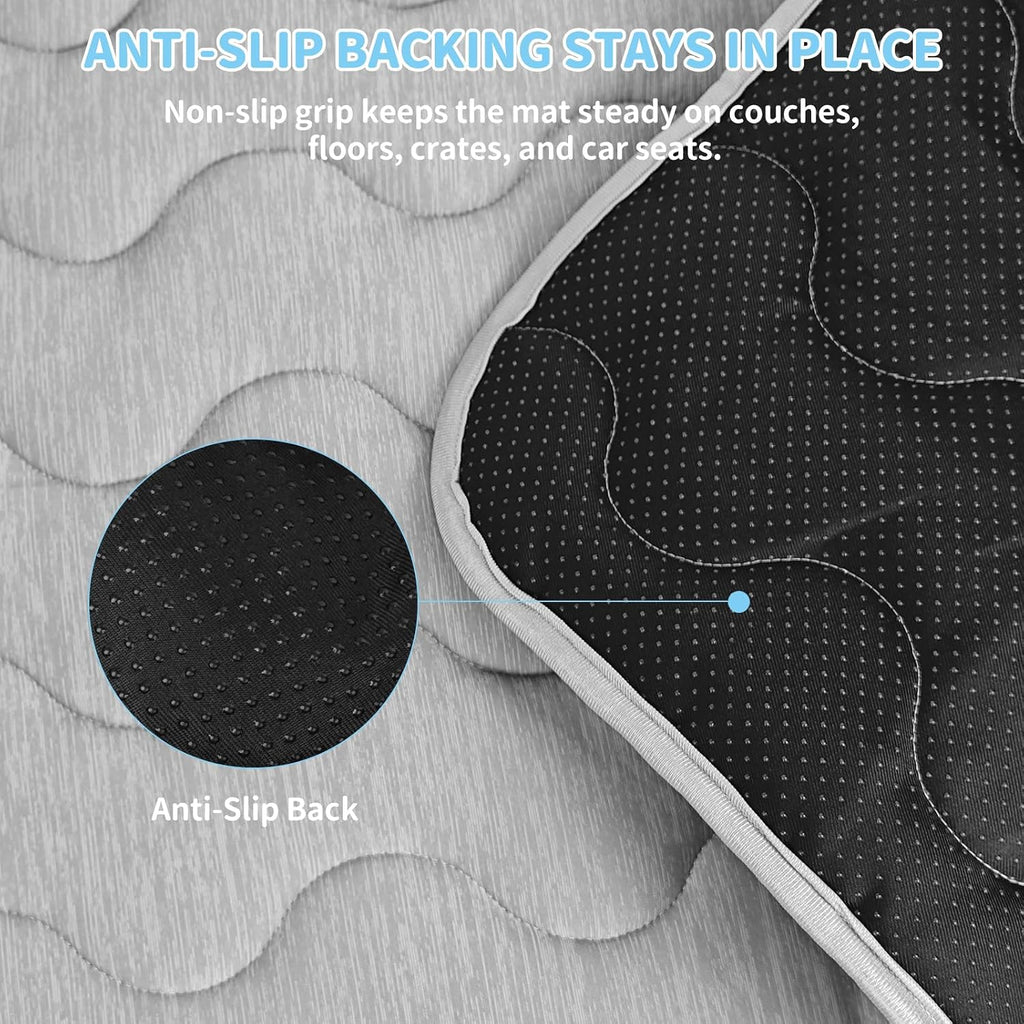 Dog Cooling Mat Q-Max>0.4 39.4" *27.6" Self Cool Pad for Dogs and Cats with Anti-Slip Bottom, Washable Portable Pet Sleeping Pad for Summer，Larger Size Grey