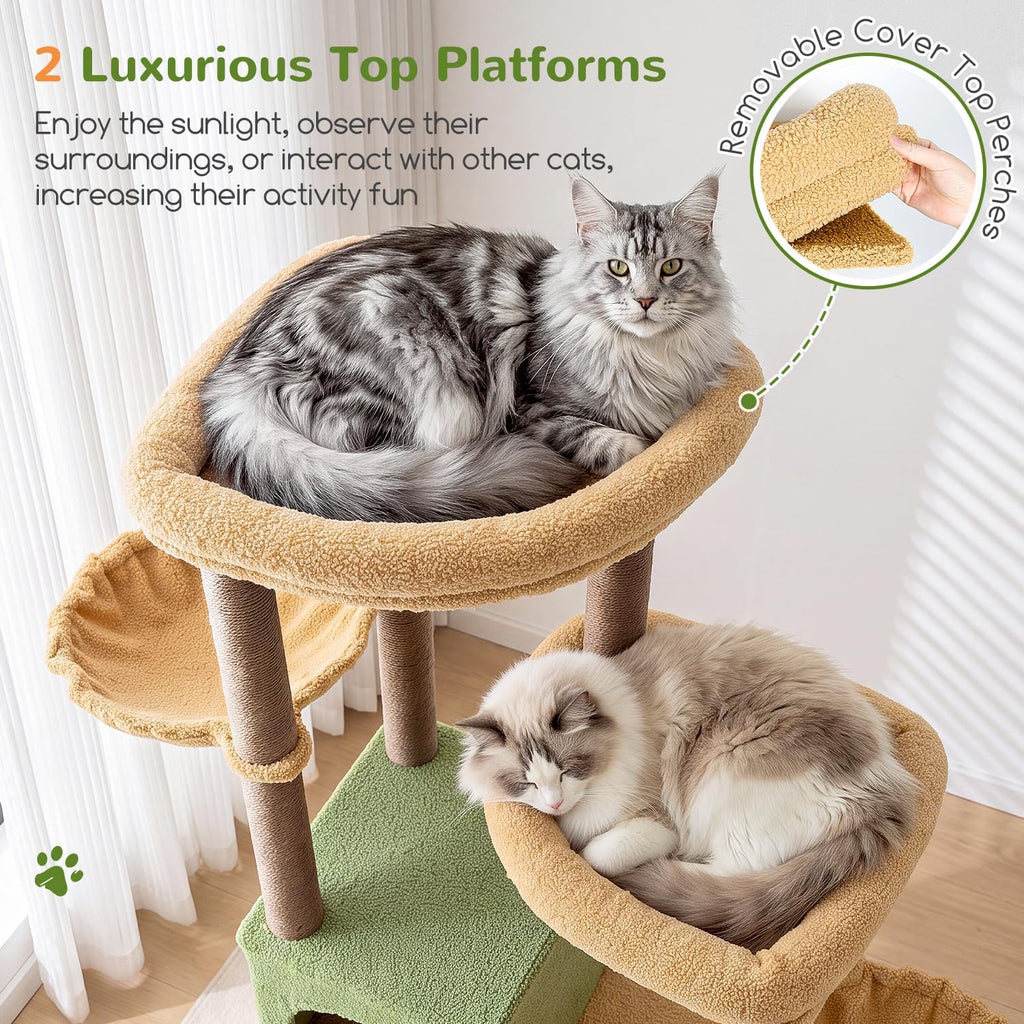 Globlazer Cactus Cat Tree Tower for Indoor Cats Large Adult, S63, Green