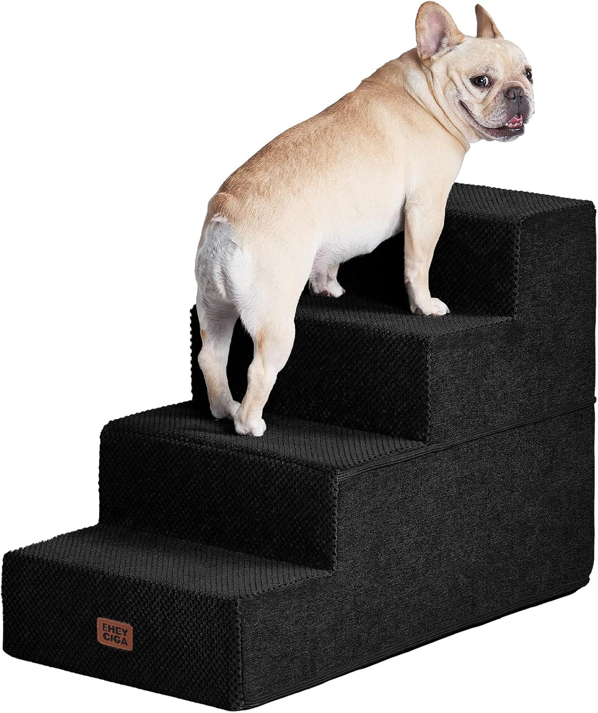 EHEYCIGA Dog Stairs for Bed 20" H, 4-Step Extra Wide Dog Steps, Black