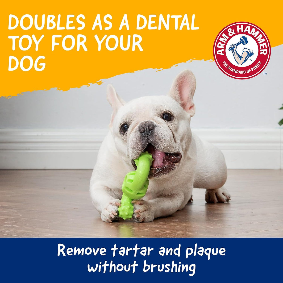 Arm & Hammer Nubbies Wave Dog Dental Chew Toy, Mint Flavor | TPR construction, baking soda infused, no-stuffing design, reduces plaque and tartar, for gentle chewers
