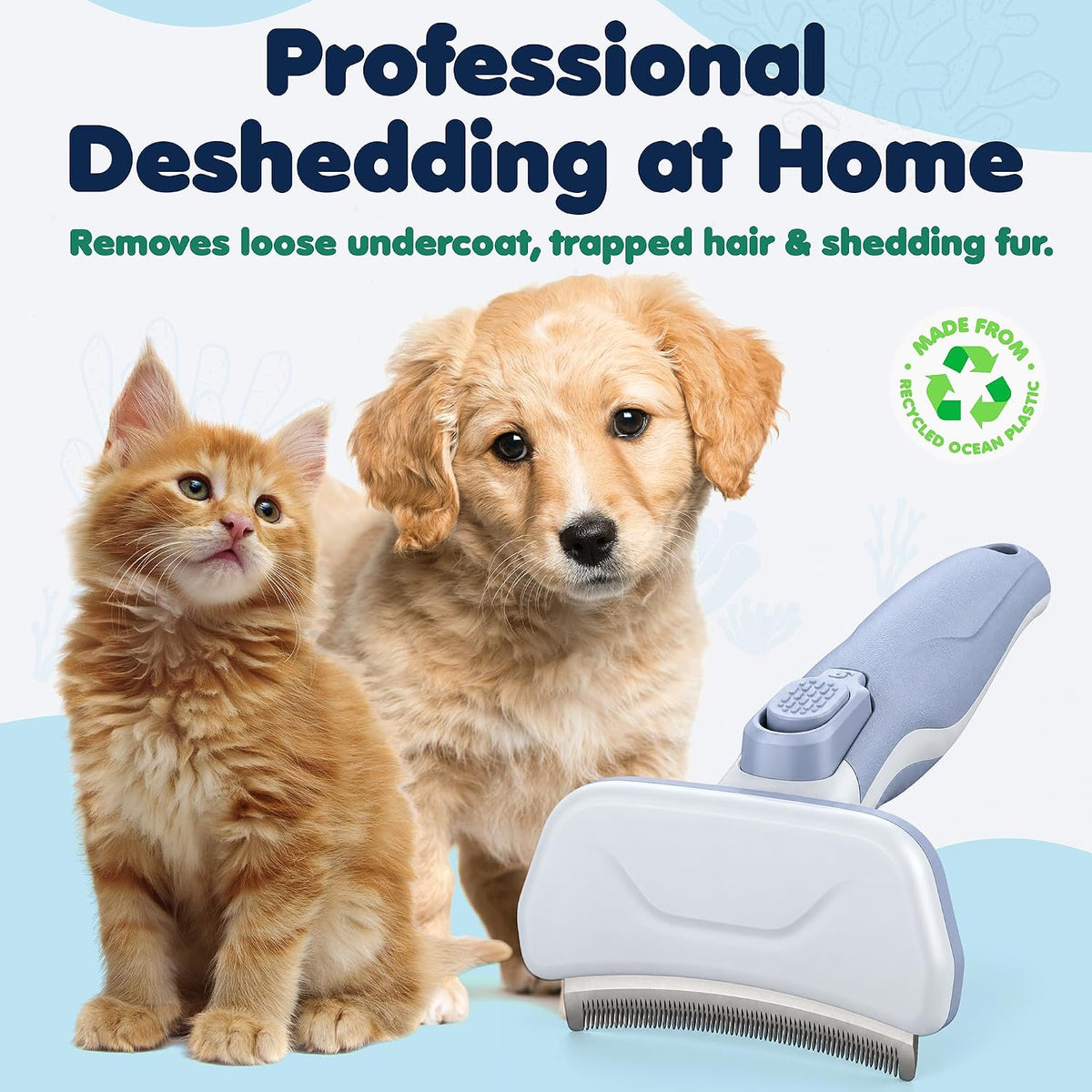 Formit Crafts Premium Pet Deshedding Tool –Small Professional Self-Cleaning Undercoat Brush for Dogs & Cats – Advanced Dual-Depth Stainless Steel Grooming Blade with One-Click Hair Release Button