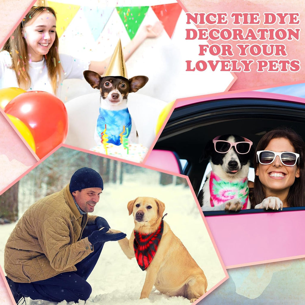 Huhumy 150 Pcs Tie Dye Dog Bandanas Bulk Pet Tie Dye Bandanas for Dogs