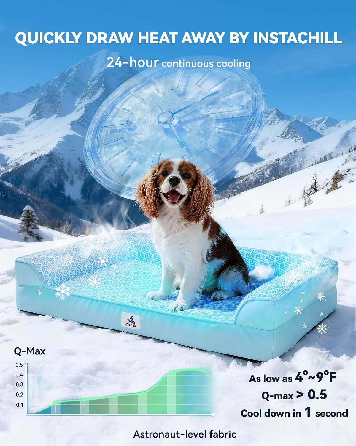 Cooling Dog Bed with PCM, Instant Chill Pet Sofa for Large, Indoor Outdoor