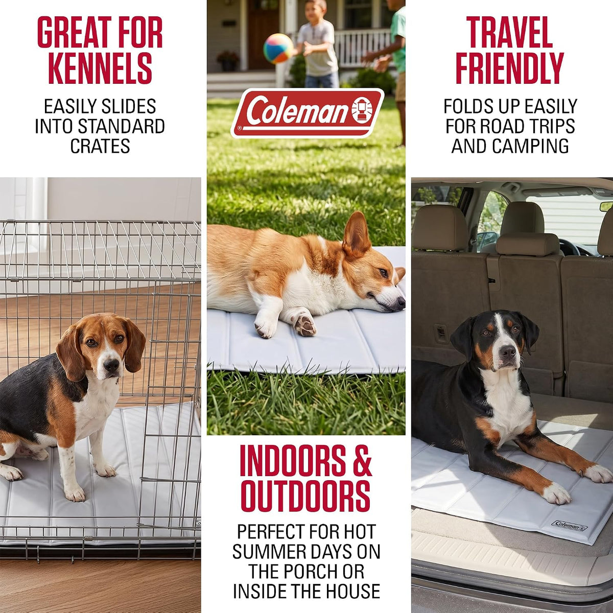 Coleman Patented Self Cooling Pet Mat 24 x 30 Inches, Cooling Pad for Dogs & Cats, Pressure Activated Gel Mat, No Refrigeration Needed, Dog Cooling Bed for Crate, Kennel, Floor & Travel