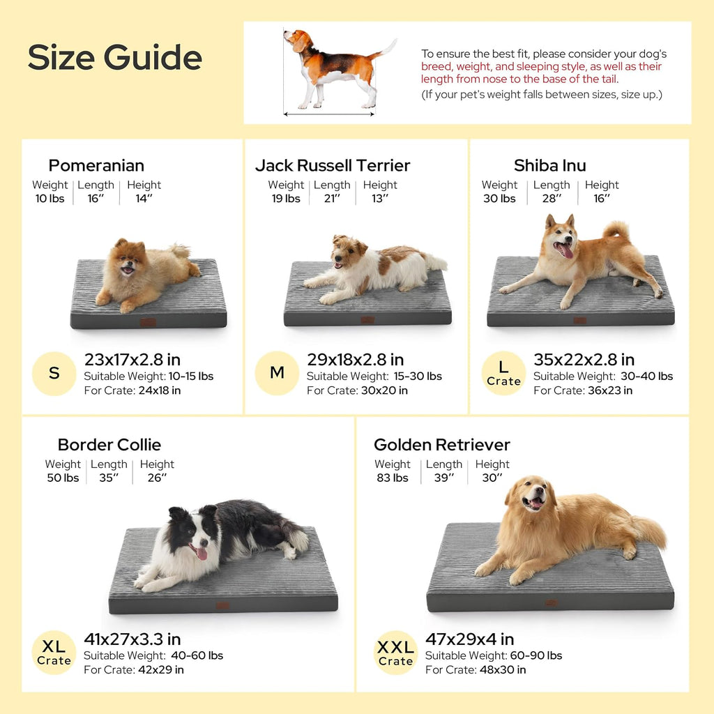 Bedsure ComfyFleece XXL Dog Bed for Crate with Washable Cover, 47x29