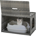 MUTTROS Rattan Cat Litter Box Enclosure, XL, Gray