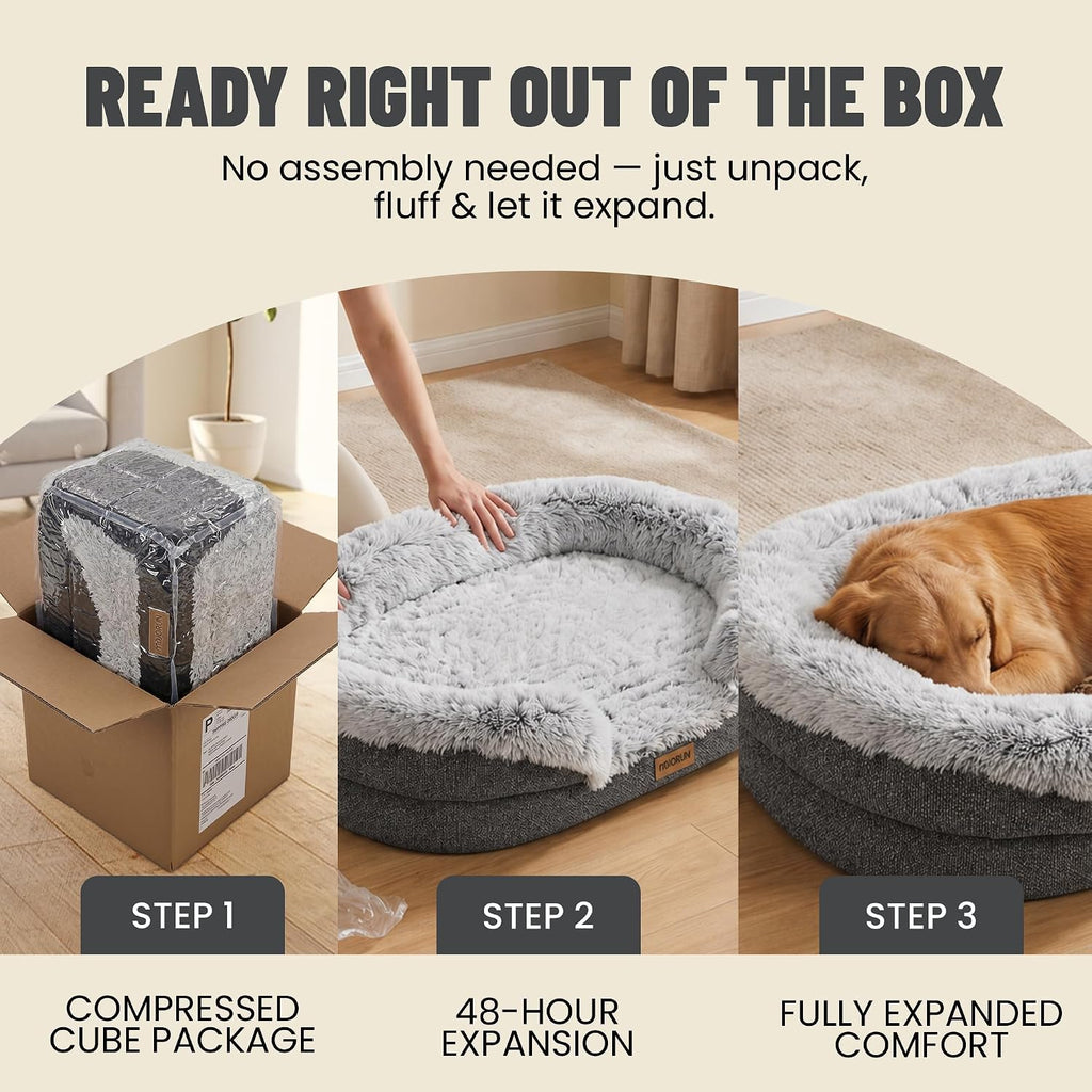Miorun Fluffy Orthopedic Dog Beds Large Sized Dog, 40" Bolster Sofa Bed