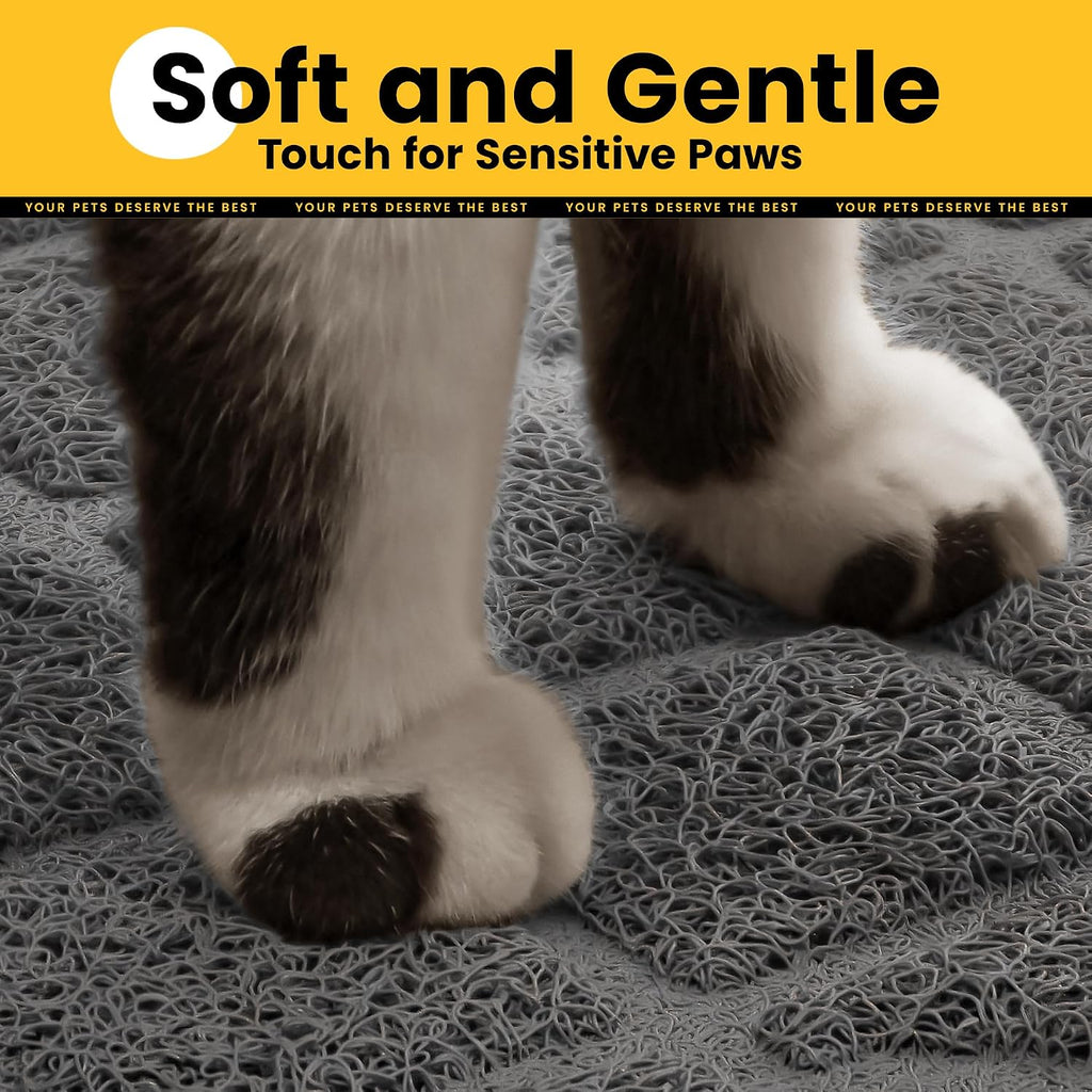 Conlun Cat Litter Mat Litter Trapping Mat, 47" x 35" Premium Durable PVC Grid Mesh with Scatter Control, Non-slip, Less Waste Cat Litter Box Mat, Soft on Kitty’s Paws, Urine Waterproof