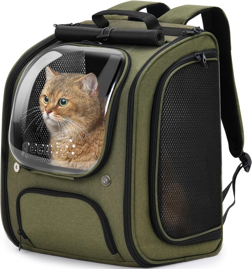 Pecute Cat Backpack Carrier,Large Space Cat Bubble Backpack,Ergonomic,Green