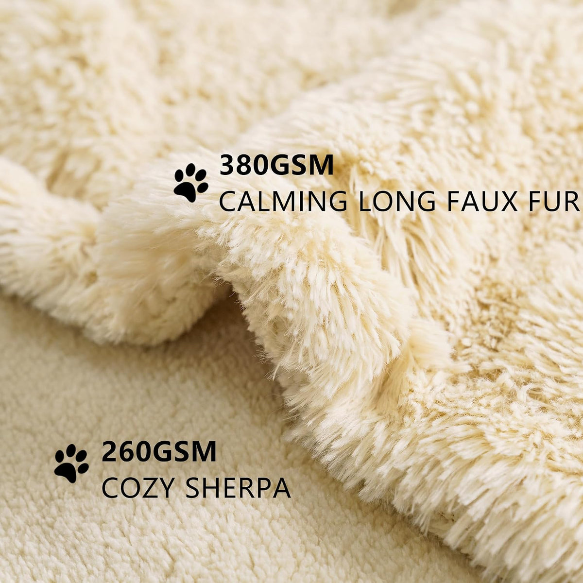 gogobunny Waterproof Dog Blanket for Couch & Furniture Protection - Super Soft Reversible Throw for Large Dogs & Cats, Calming Washable Fur & Sherpa Pet Blanket (60x80 Inch, Beige)