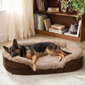 INVENHO Fluffy Orthopedic Dog Bed for Extra Large Dogs, XXL Egg-Crate Foam Bolster Sofa Bed with Washable Removable Waterproof Cover, Fluffy Plush Faux Fur Dog Bed with Nonskid Bottom