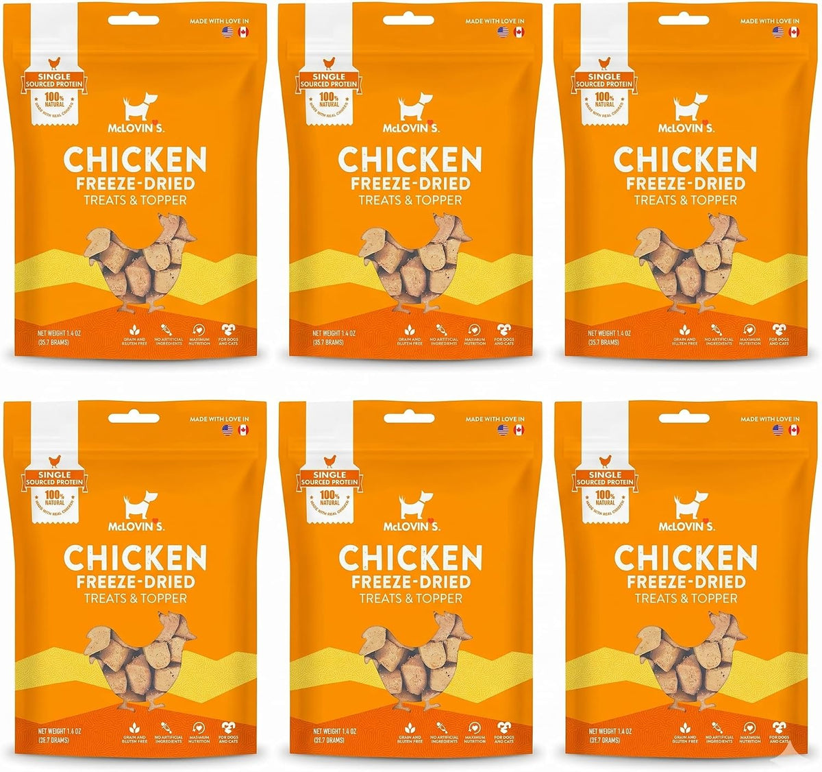 McLovin's Freeze Dried Dog Treats & Toppers, Chicken Total 8.4oz, USA Made