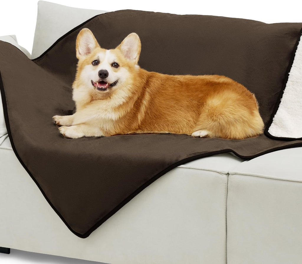 Bedsure Waterproof Dog Blankets for Large Dogs Sherpa Fleece Throw, 40X50