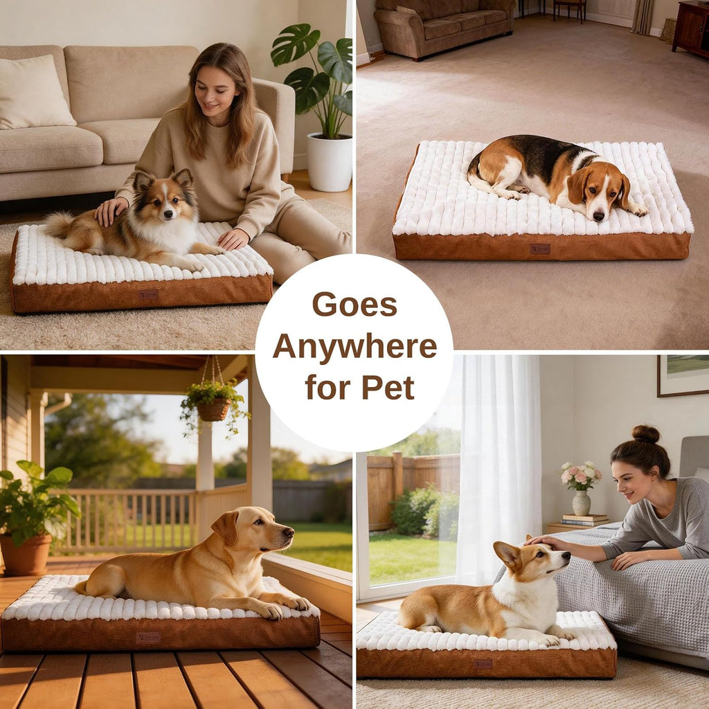 Orthopedic Dog Bed for Large Dogs,Firm Egg Crate Foam,Non-Slip Bottom,Brown