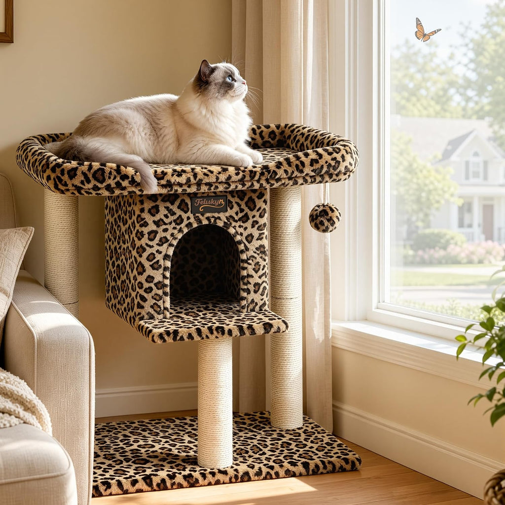 Cat Tree Tower Scratching Post for Indoor Large Adult Cats with Perch Bed
