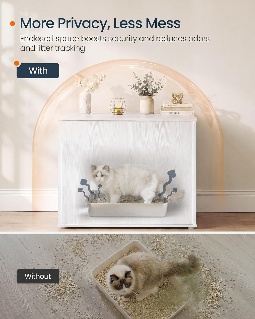 SONGMICS HOME Cat Litter Box Enclosure, Tool-Free Assembly