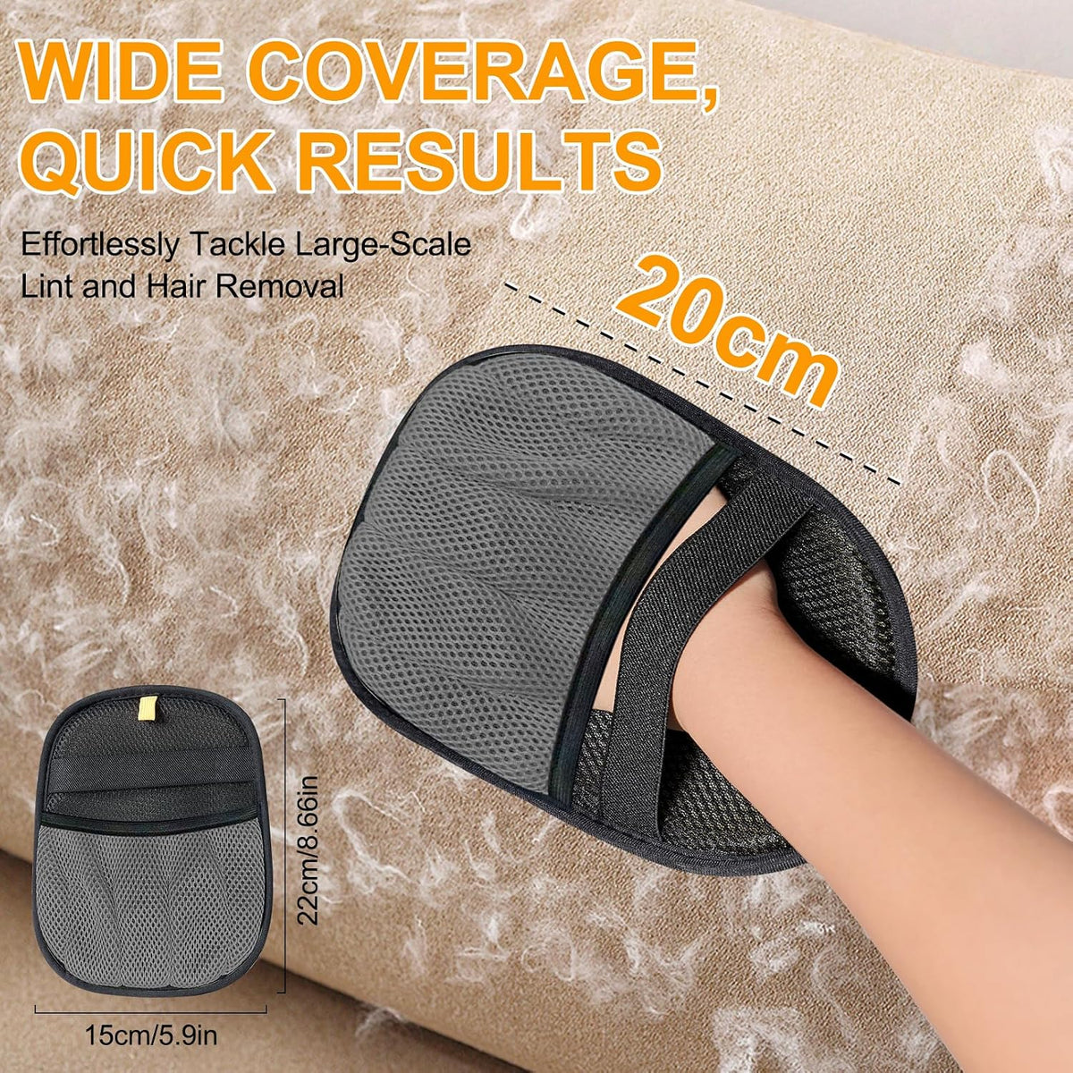 Pet Hair Remover for Laundry - Electrostatic Pet Hair Removal Grooming Gloves,Reusable Cat & Dog Hair Remover for Couch, Furniture, Carpet, Curtain, Pet Grooming Mitt (2 PCS Grey