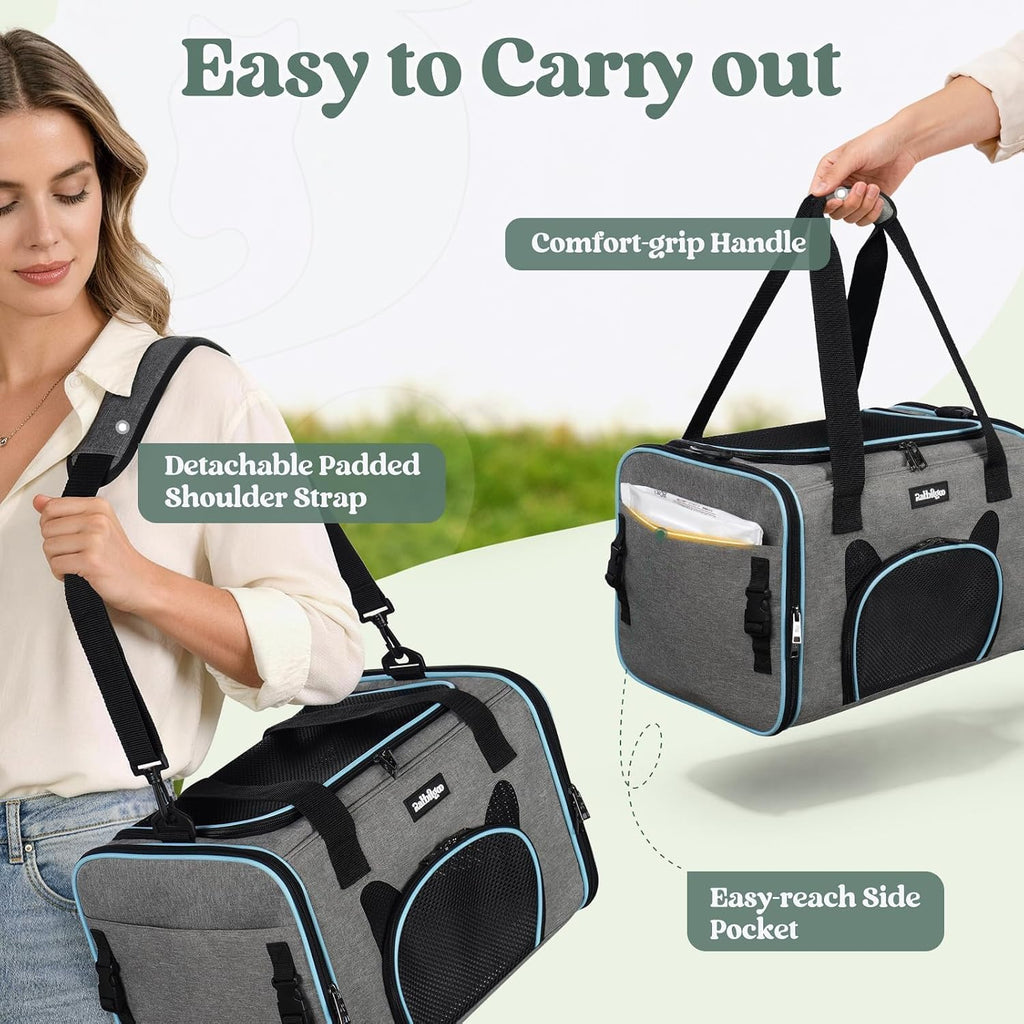 rabbitgoo Cat Carrier Soft with Safety Buckles, Sturdy Comfortable Pet Bag