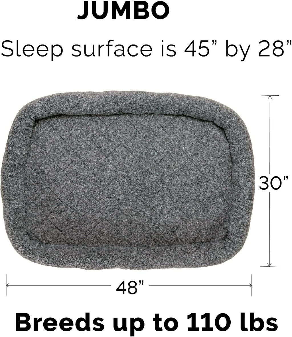 Furhaven Dog Bed for Large Dogs, 100% Washable, Sized to Fit Crates - Sherpa Fleece Bolster Crate Pad - Gray, Jumbo/XXL