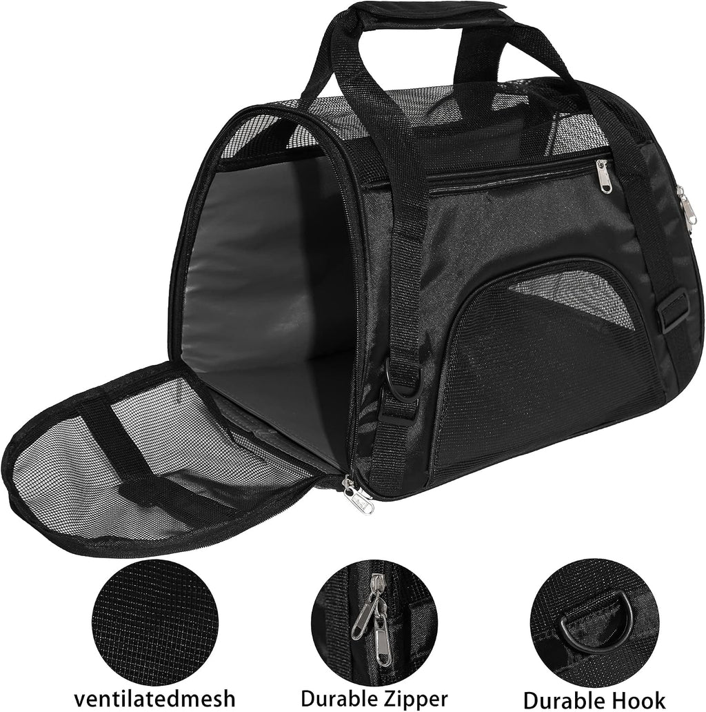 MuchL Pet Carrier Soft-Sided Carriers for Cat Carriers Dog Carrier for Small Medium Cats Dogs Puppies Pet Carrier Airline Approved Cat Dog Pet Travel Carrier (Medium,Black)