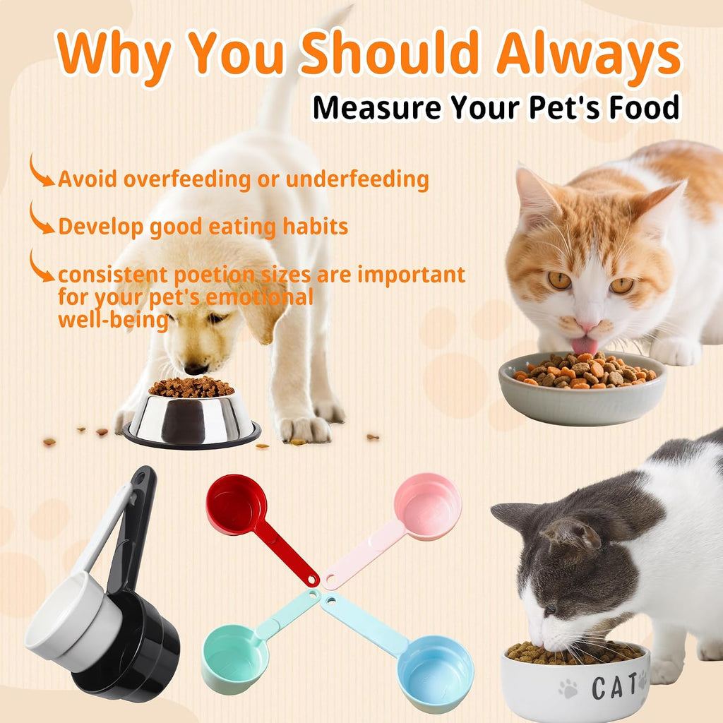 Joyinjojo Dog Cat Food Scoop - Pet Food Scoop Dog Food Measuring Cup 1/2 1/4 Cup, Comfortable Long Handle for Easy to Scoop Food, White 1/2 Cup