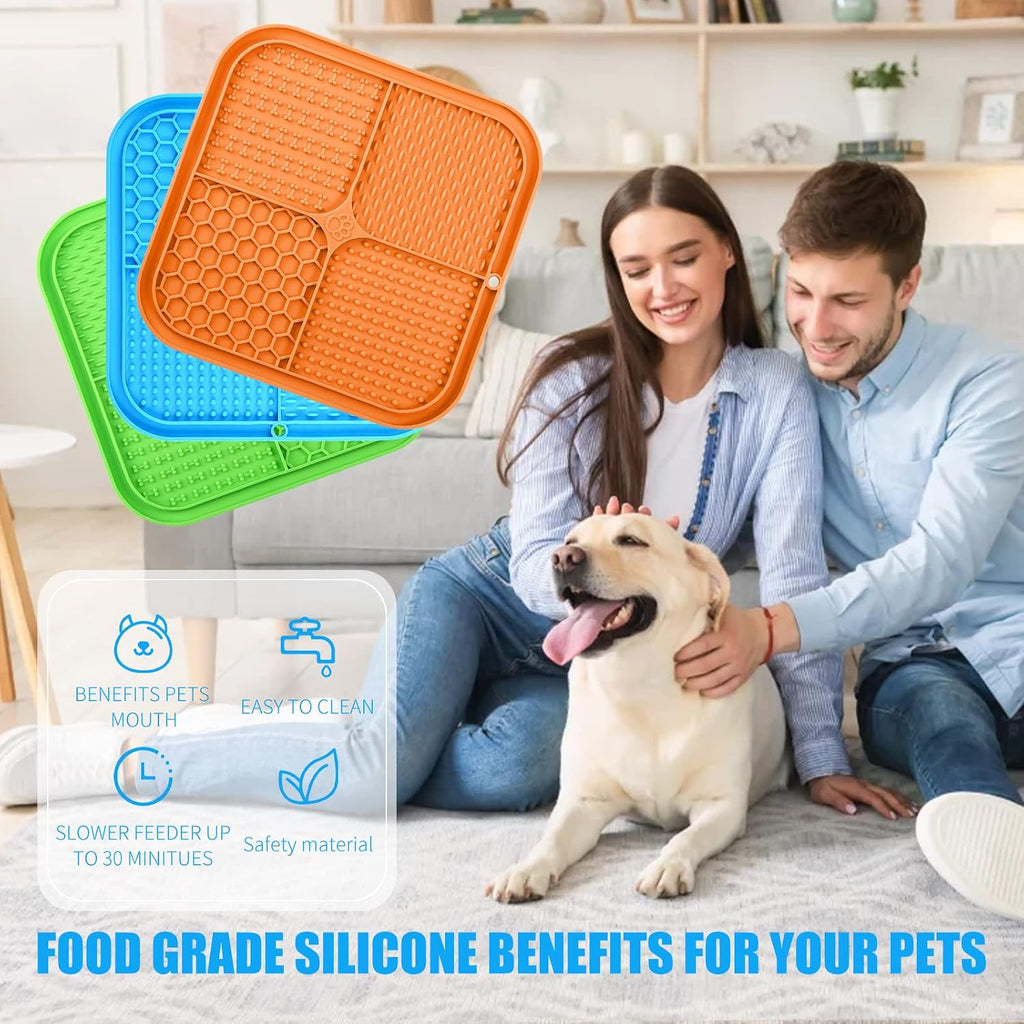 Honomastry Lick Mat for Dogs, Premium Lick Pad with Suction Cups for Dog Anxiety Relief, Slow Feeder Dog Bowls, Bathing, Grooming and Training.