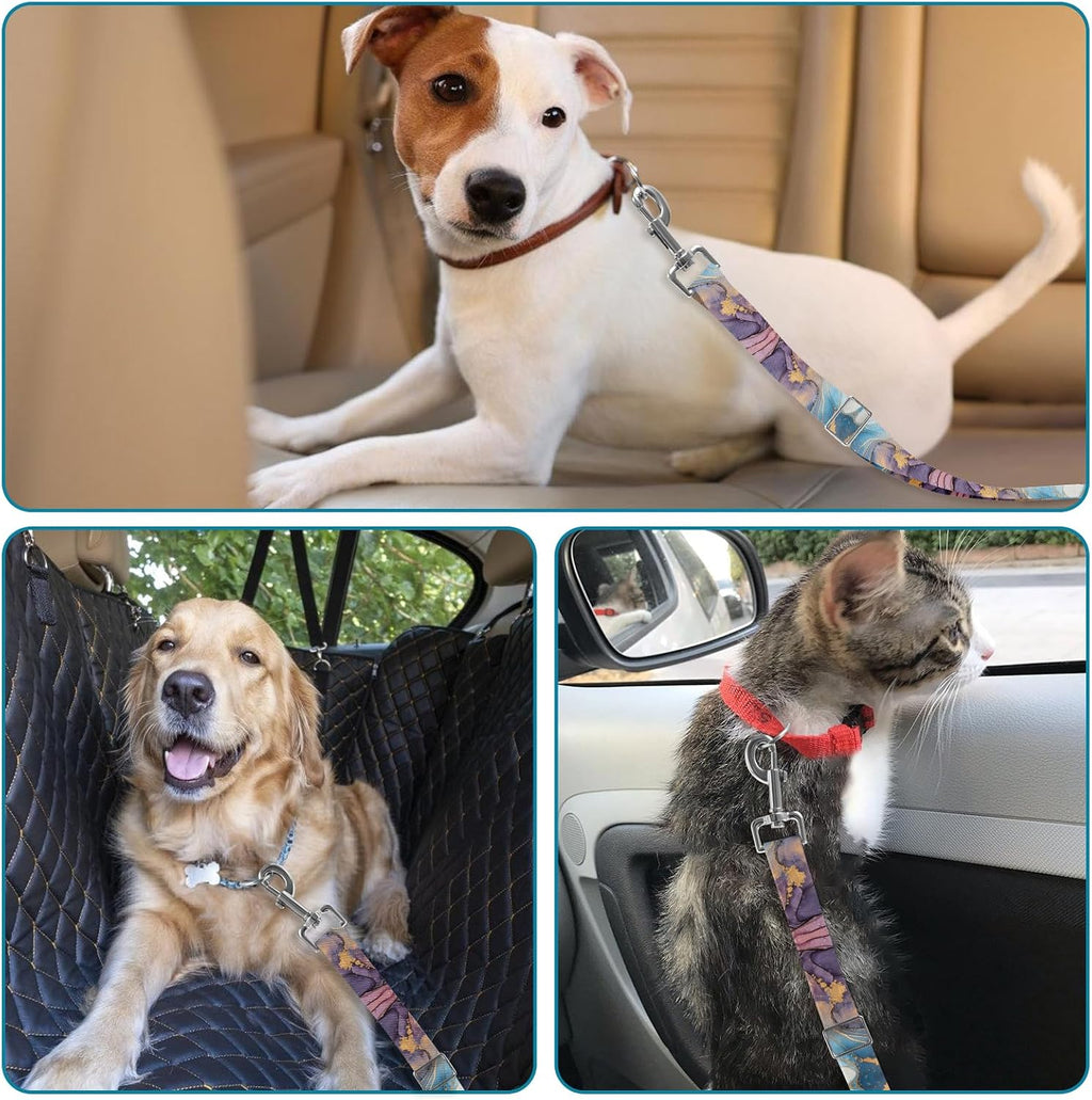 Adjustable pet cat and Dog car seat Belt，The Lanyard is Flexible and Adjustable from 20 to 33 inches(Light Luxury Marble)