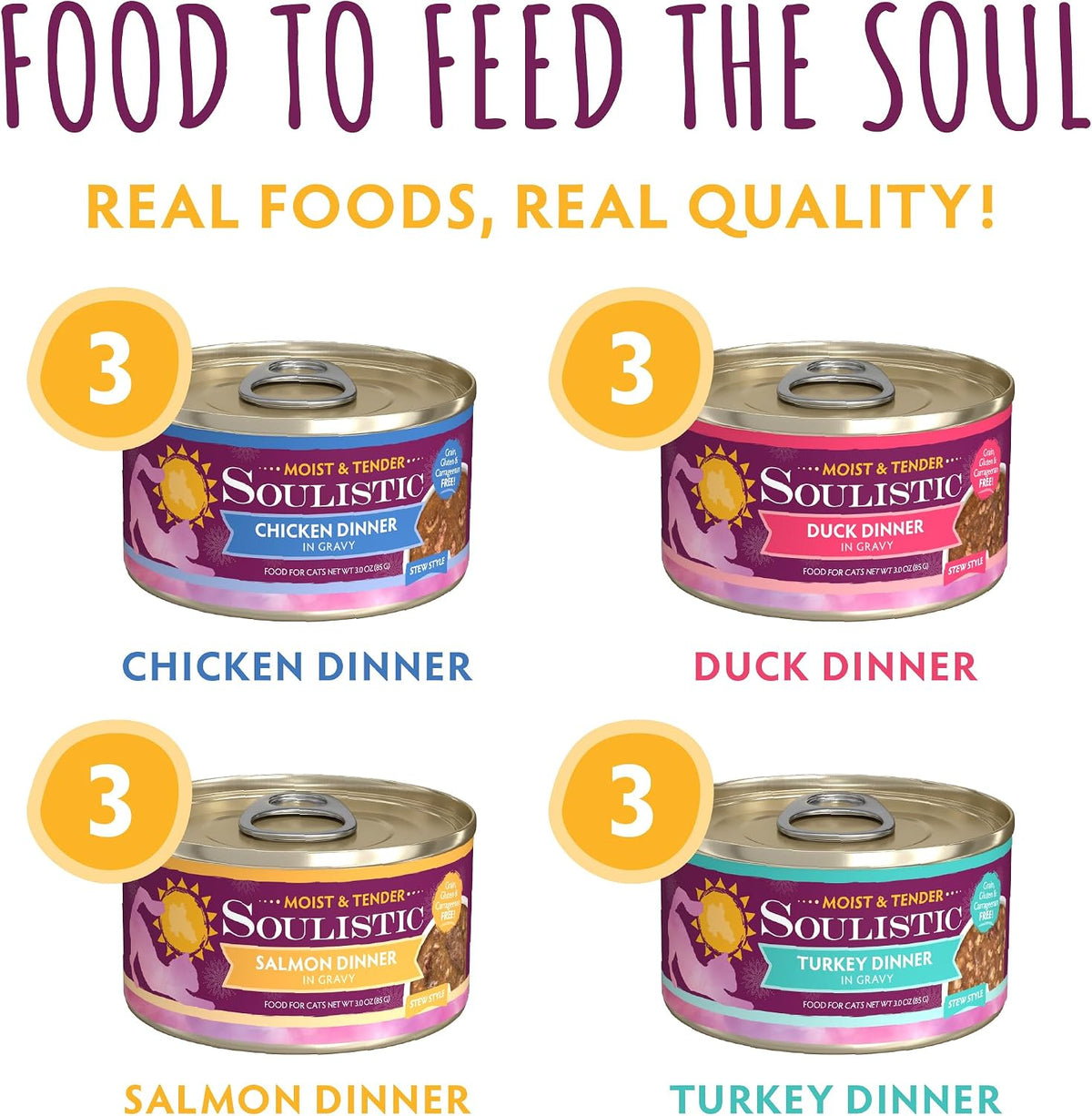 Soulistic Moist and Tender, Mystic Menu Variety Pack, 3oz Can, Pack of 12