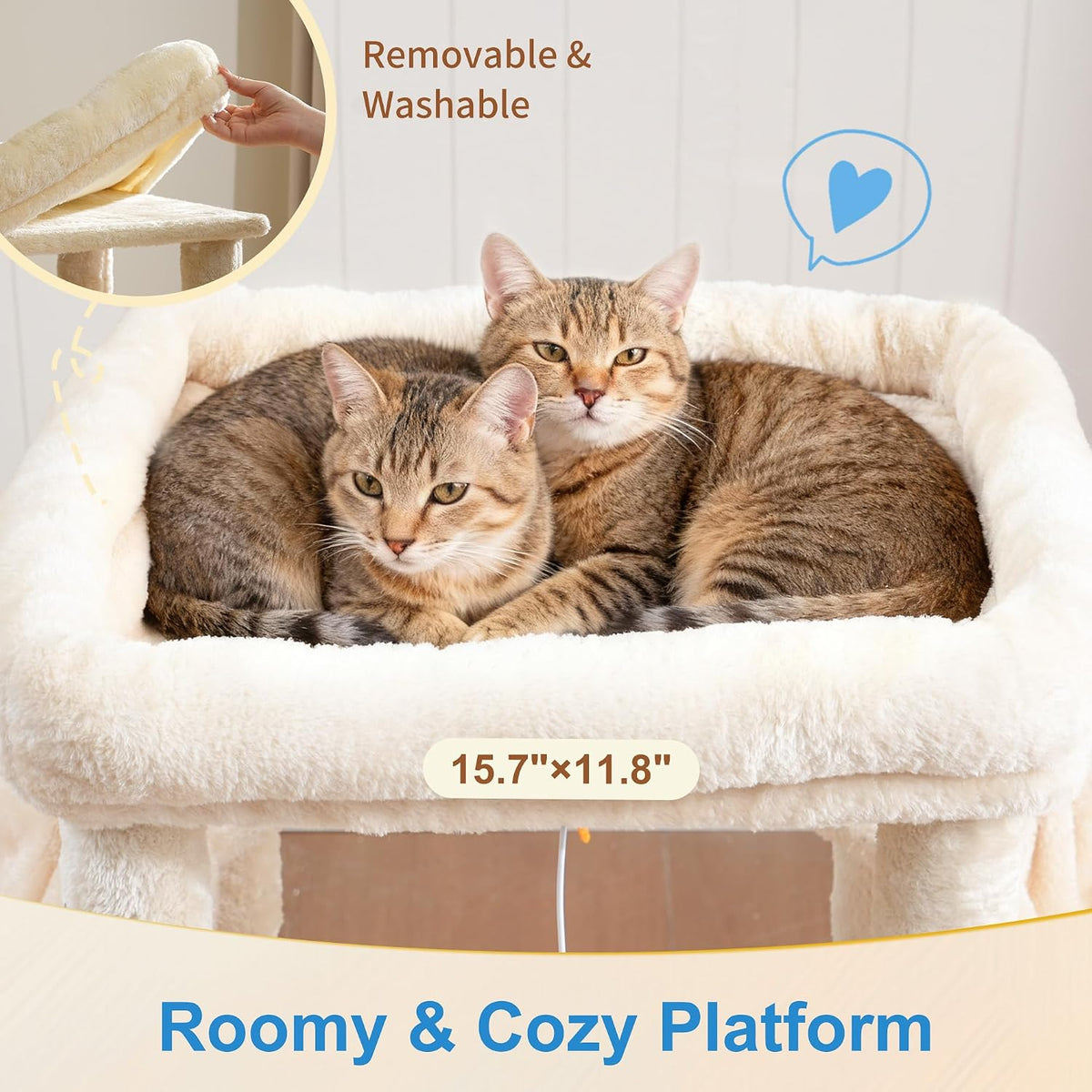 Hey-brother Cat Tree Tower with Large Platform, Spacious Condo, MPJ060M