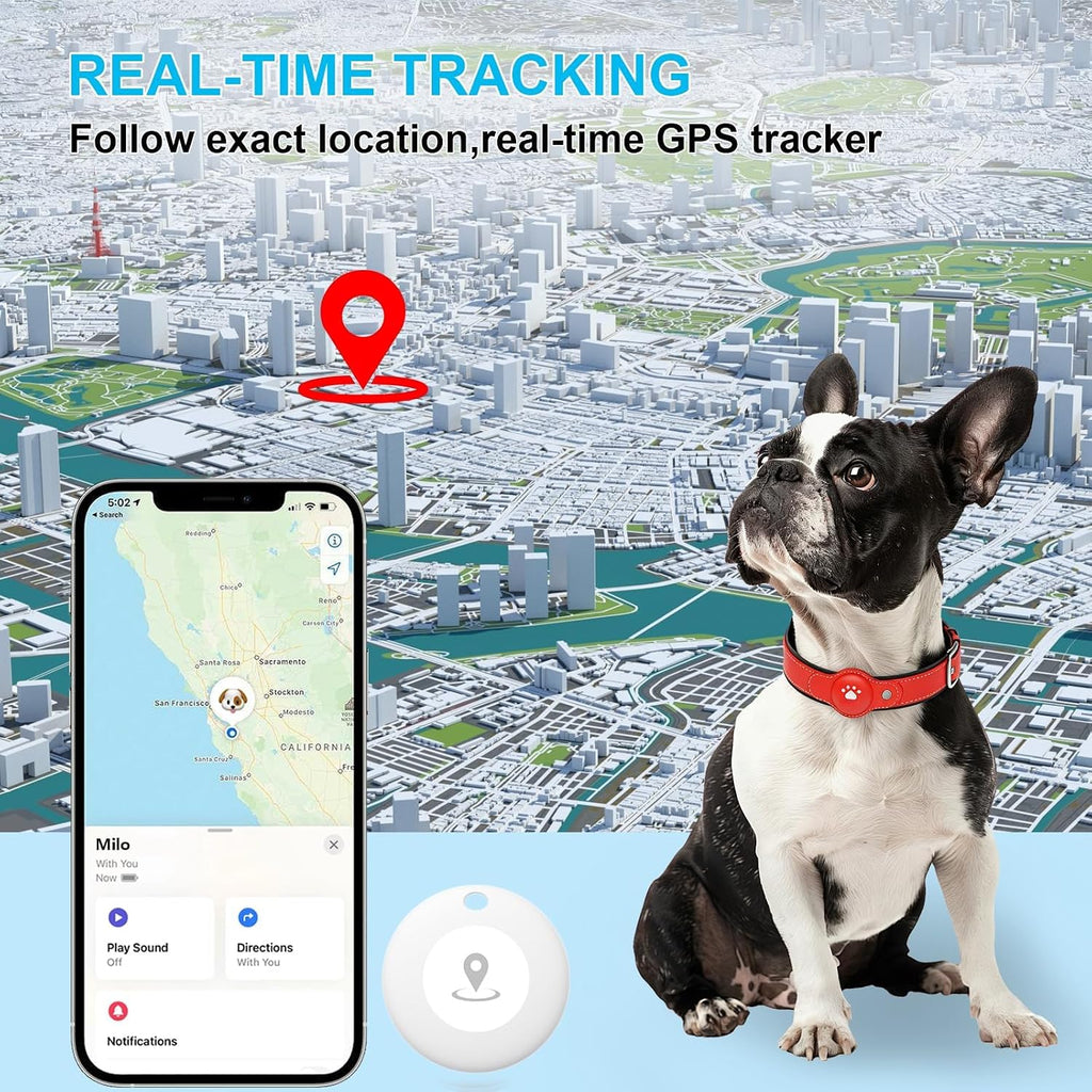 GPS Tracker for Dogs, Dog GPS Tracker, Pet Location Tracker with Collar, Real-Time Tracking, No Monthly Fee or Subscription, Waterproof, 365-Day Long Battery Life, Dog Tracking Device, iOS & Android