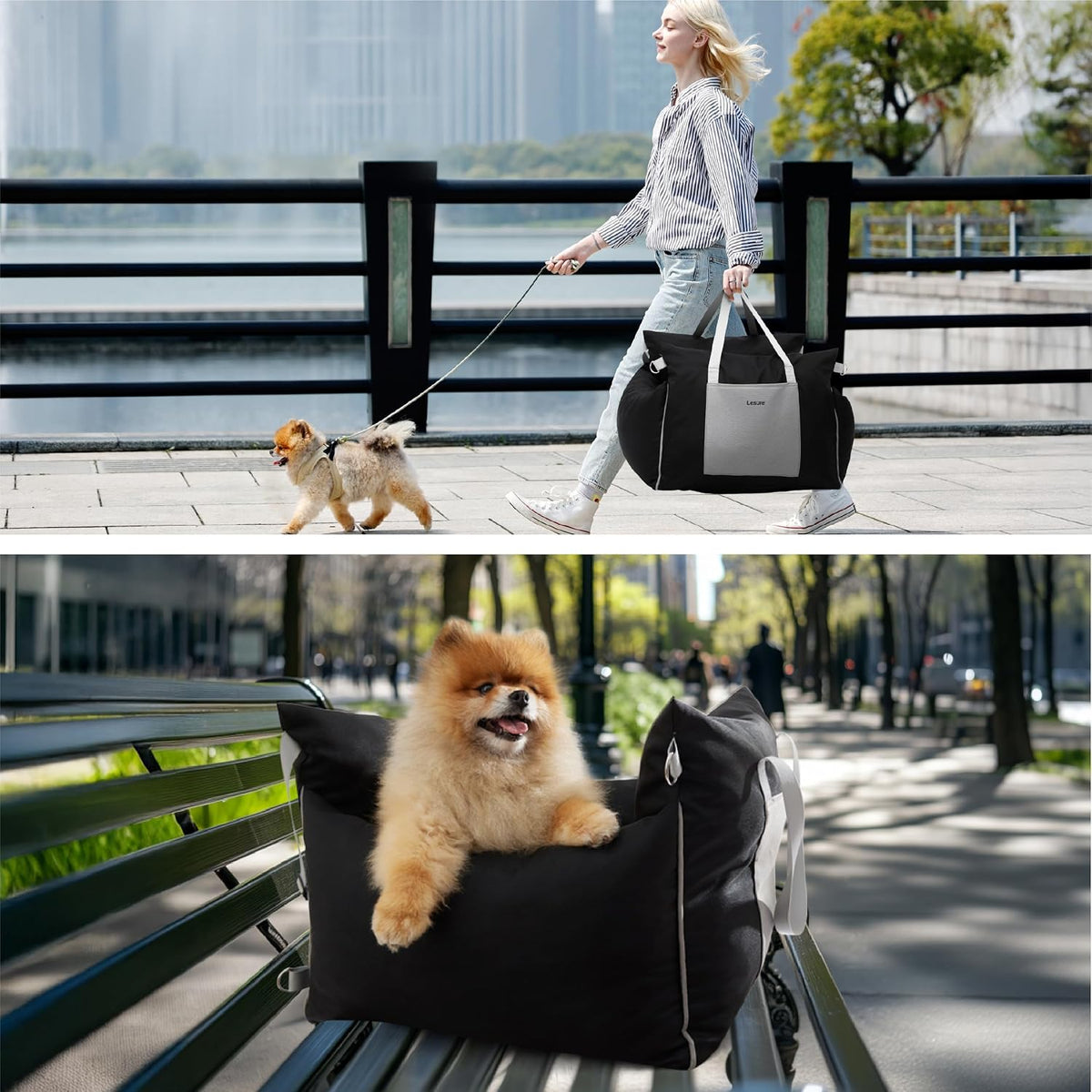 Lesure Dog Car Seat for Small Dogs,Booster Car Bed for Puppy Under 25lbs