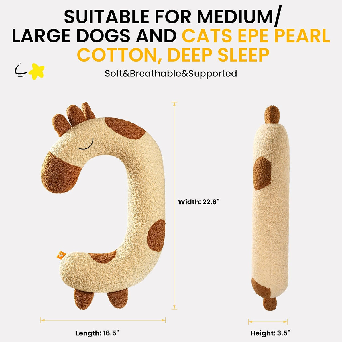 Dog Pillow Soft Neck Pillow for Dogs, Washable Dog Calming Pillow for Sleep
