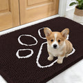 OLANLY Dog Door Mat for Muddy Paws 24x16, Paw Print Design Chenille Mud Mat