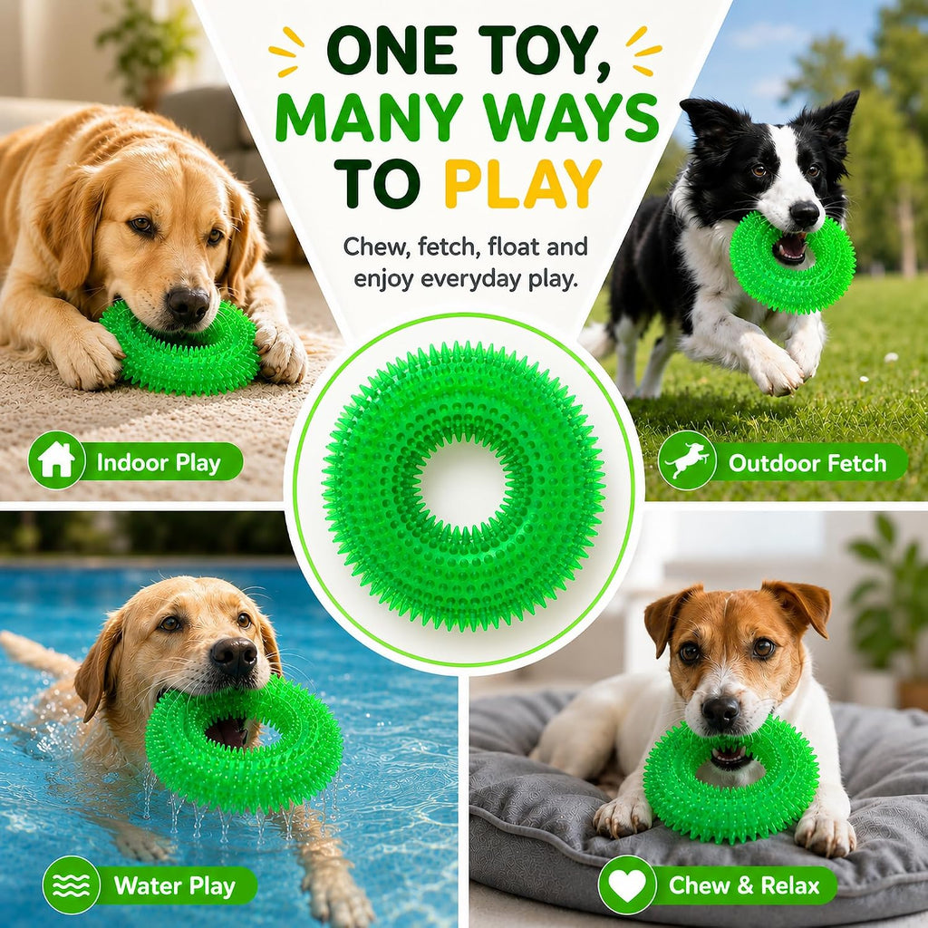 Squeaky Dog Toys for Aggressive Chewers, Floating Donut Ring for Large Dogs