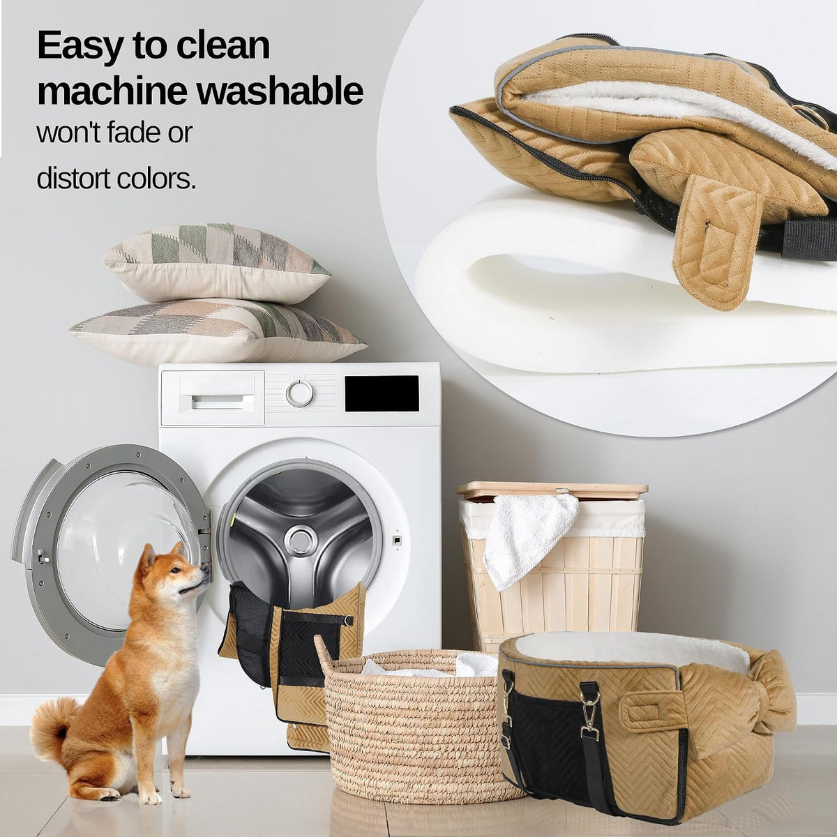 Dog Car Seat for Small Dogs Adjustable Portable Center Console Dog Car Seat Removable Cat Booster Cars Seats - Safety Belt with Cushion Anti-Collapse for Puppy Kitten Up to 15 Lbs