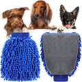 Teenyyou 2 Pcs Dog Towel Chenille Microfiber Pet Grooming Gloves,Blue