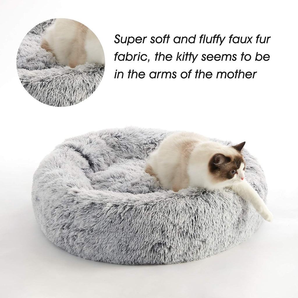 Western Home Calming Donut Small Medium Pet Dog Bed Washable,27" Light Grey