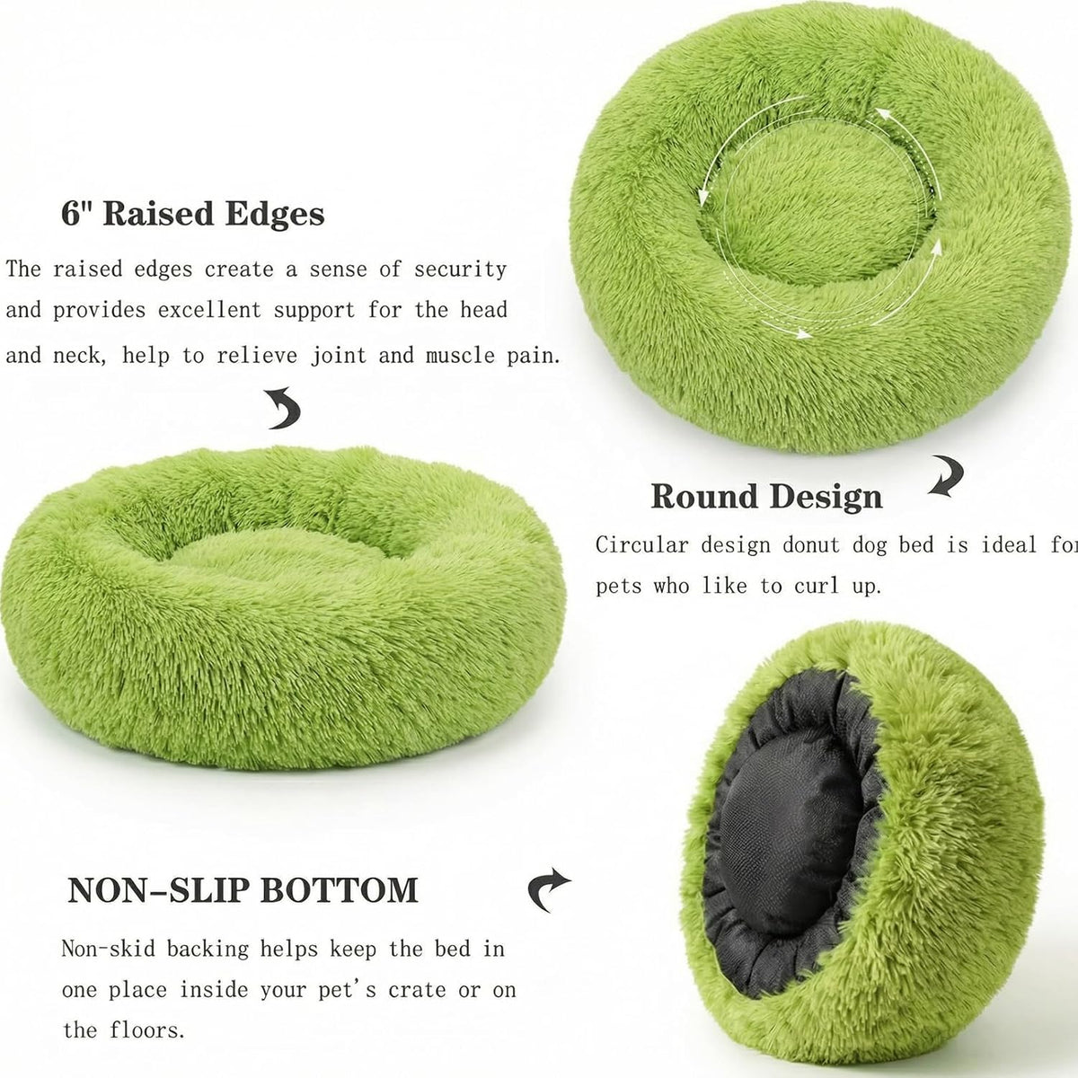 nononfish Calming Donut Dog Bed for Small Dogs,Soft Plush Pet Bed