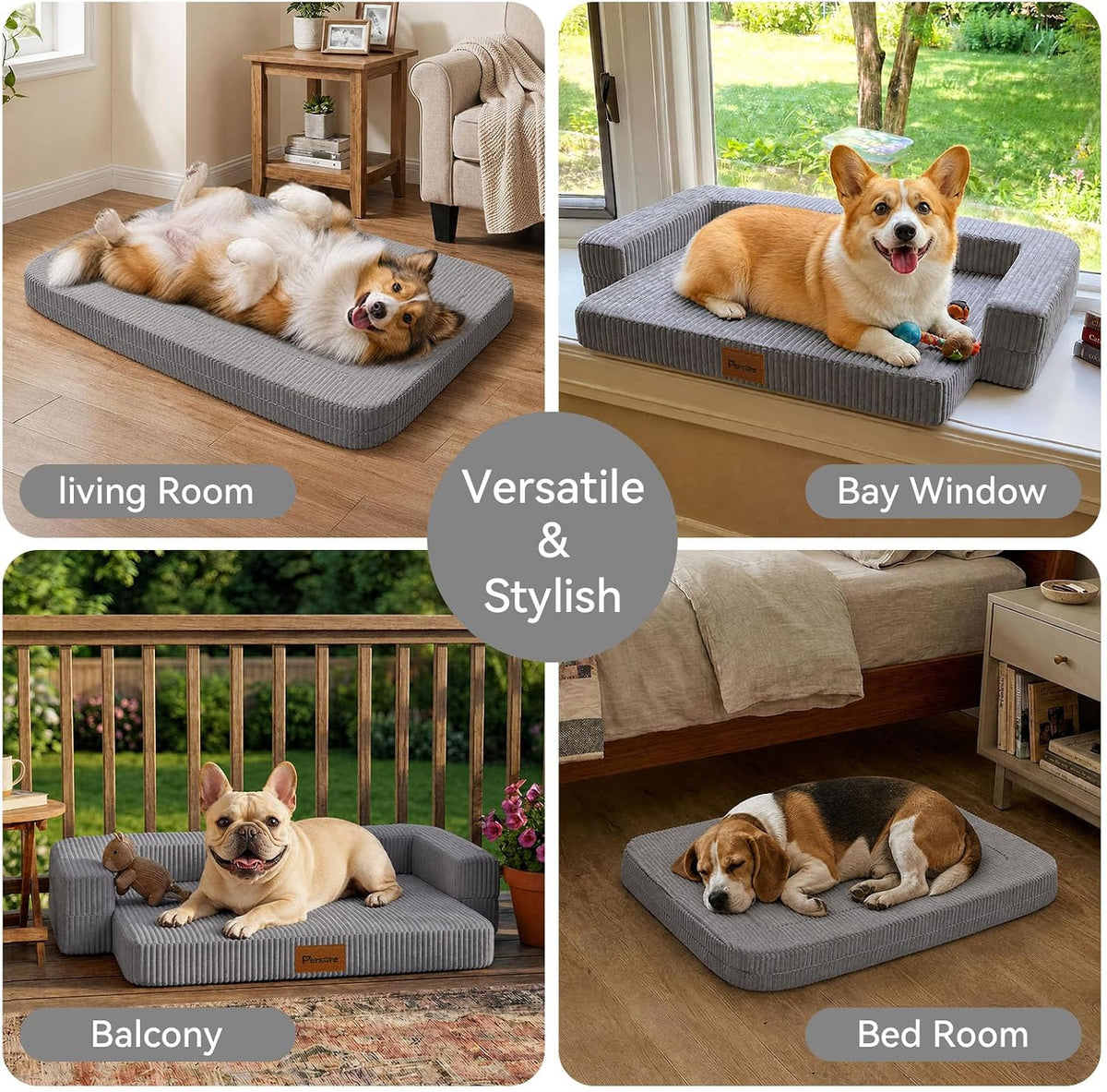 Persure 2-in-1 Dog Sofa Bed, Orthopedic Memory Foam for Medium Large Dog