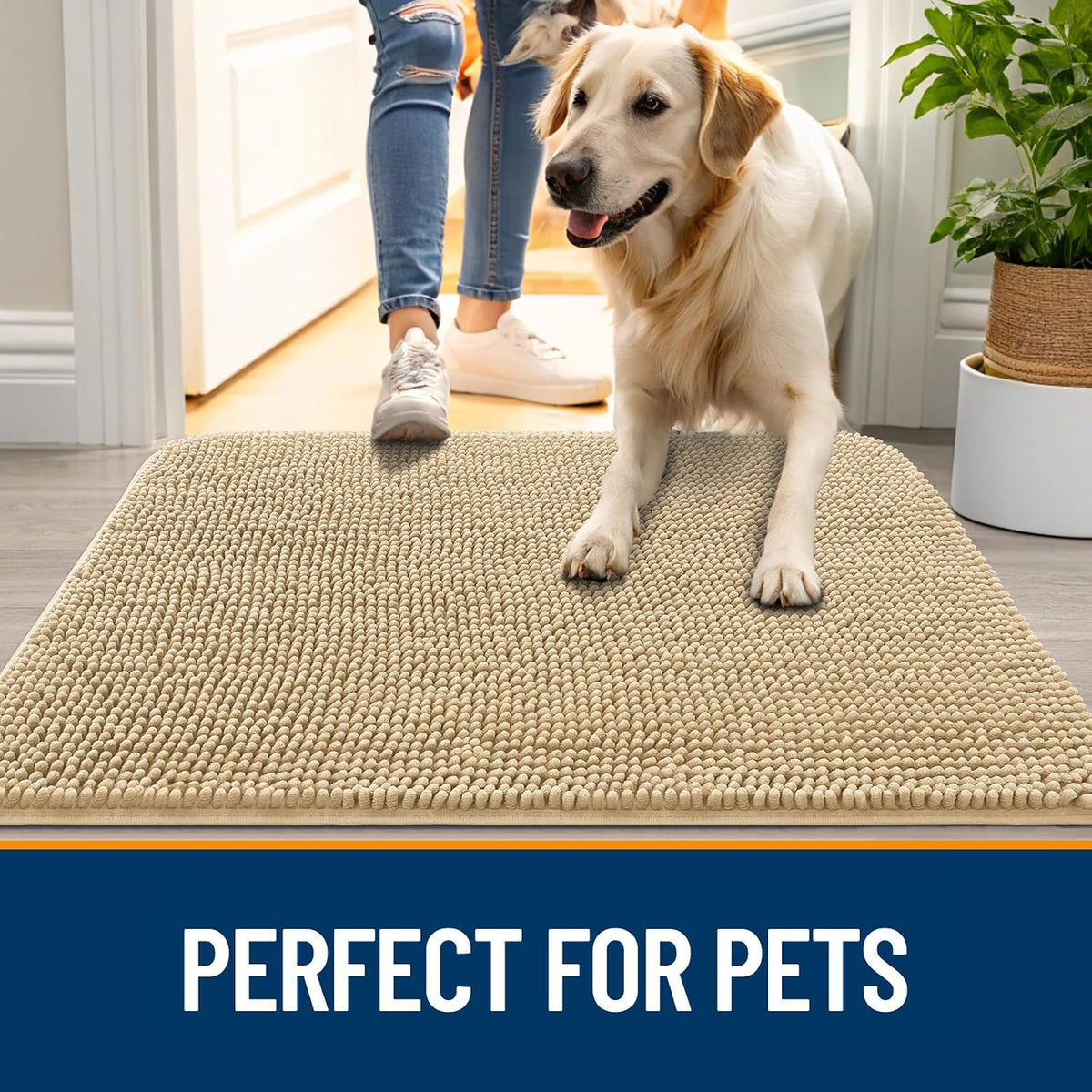 OLANLY Dog Door Mat for Muddy Paws 59x20, Super Absorbent Chenille Mud Mat