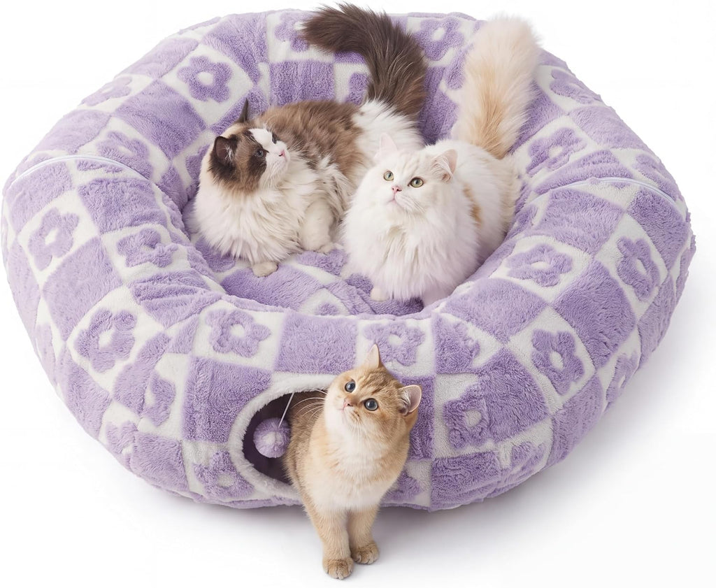 Lesure Donut Cute Jacquard Large Cat Tunnel Bed Kitten Toys for Dog Bunny