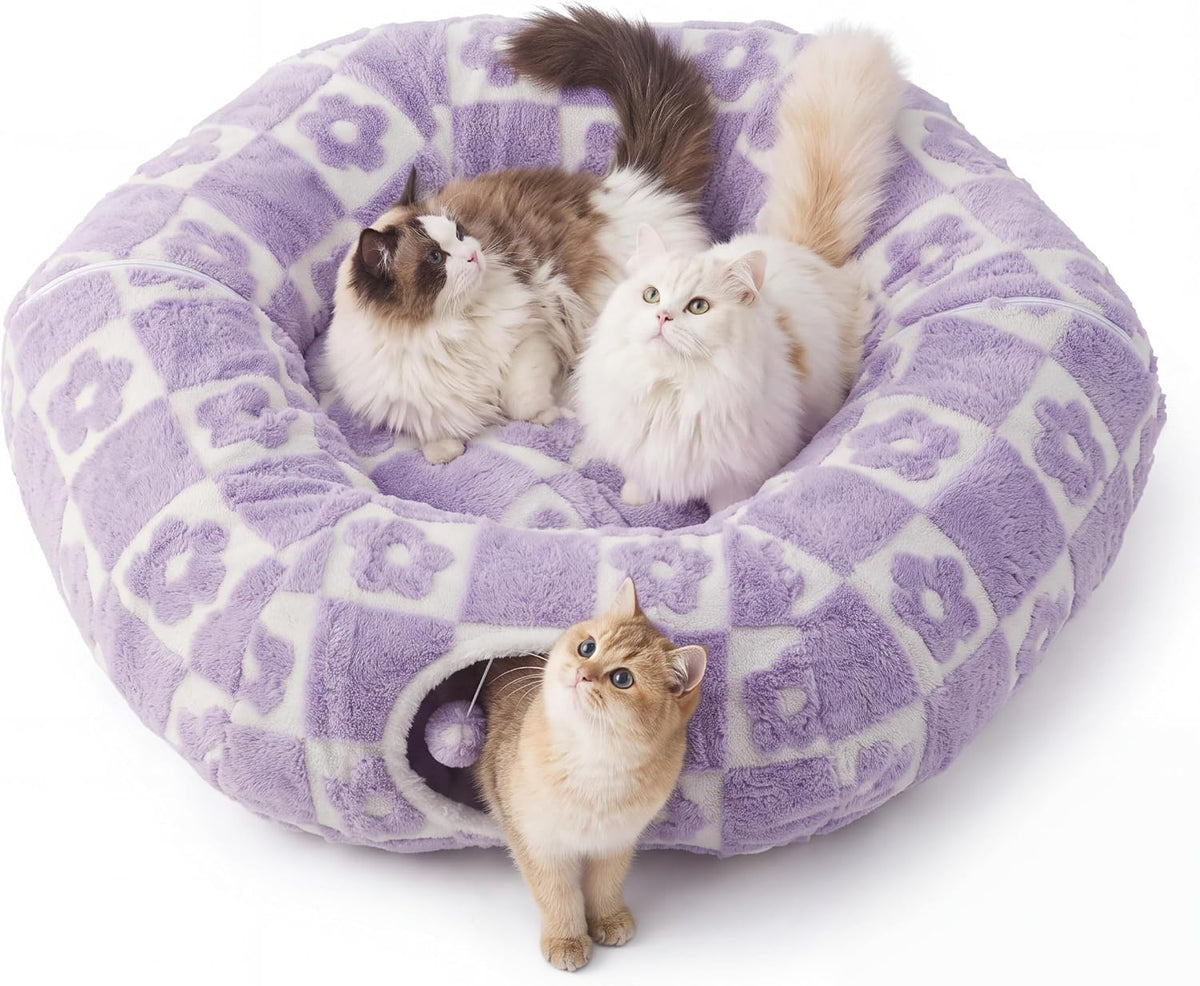 Lesure Donut Cute Jacquard Large Cat Tunnel Bed Kitten Toys for Dog Bunny