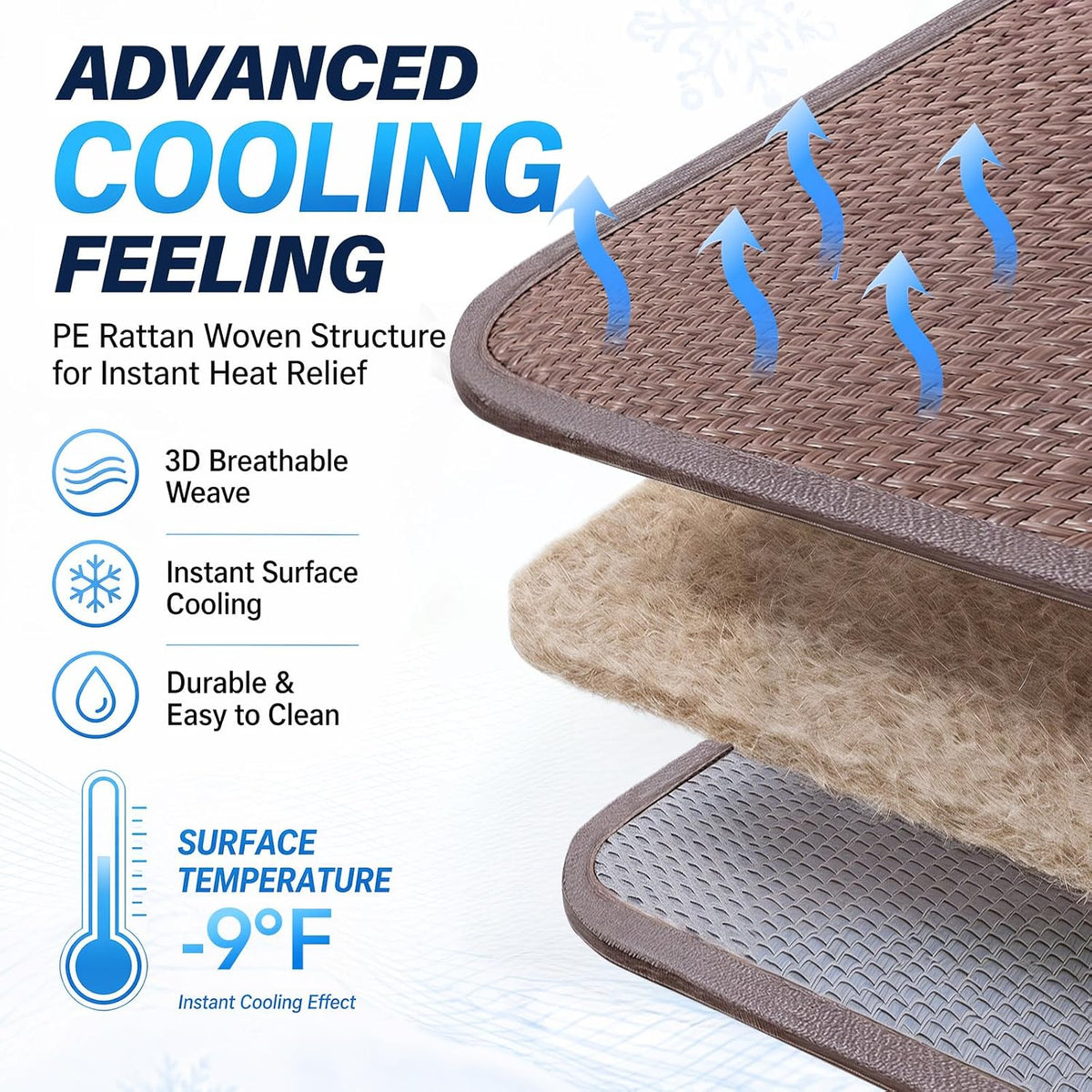 Woven Cool Mat for Dog L/XL, Waterproof Rinse-Clean Pad, 46" x 36"