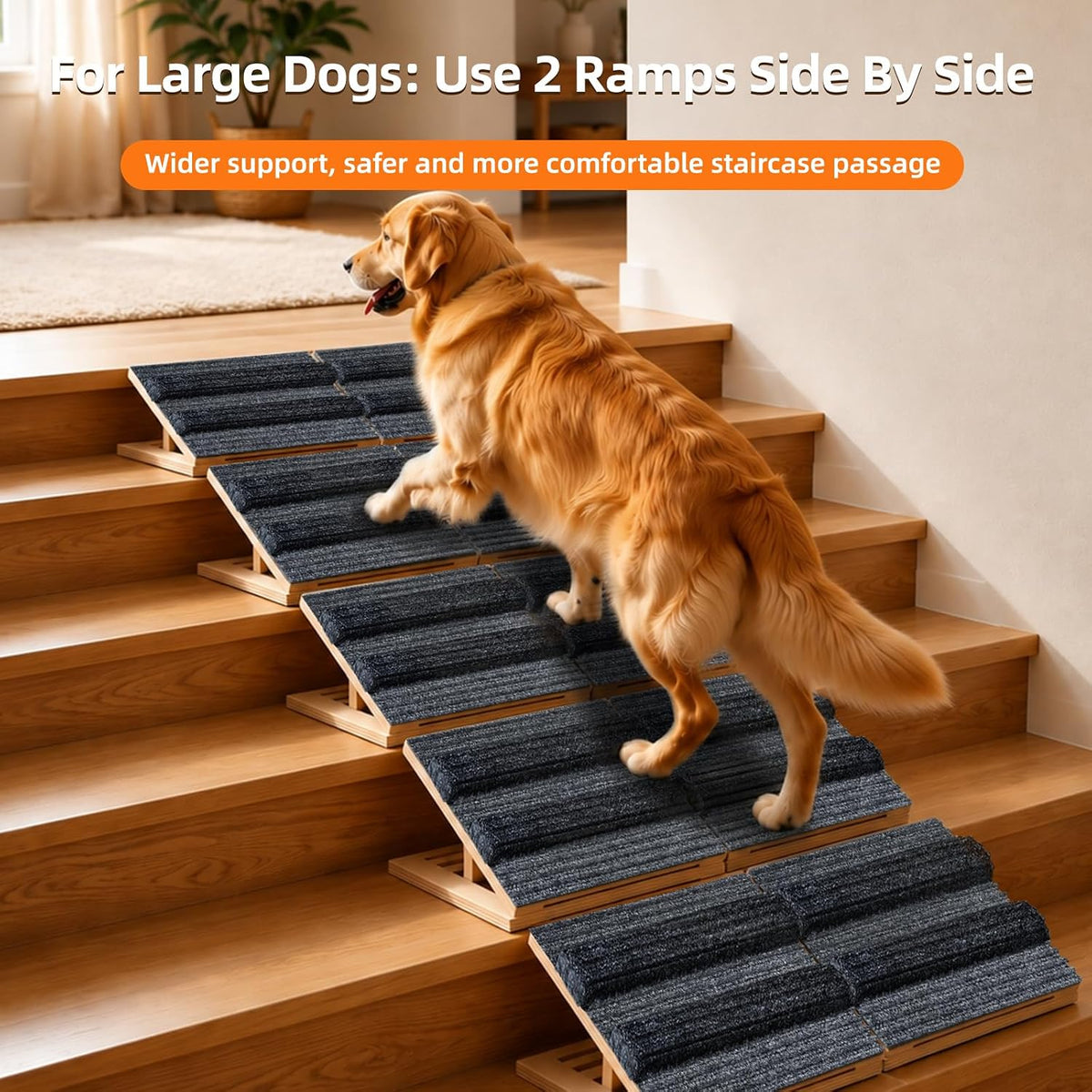 Upgraded Dog Ramps for Stairs, Adjustable Stair Ramp for Dogs (4.7"–7")